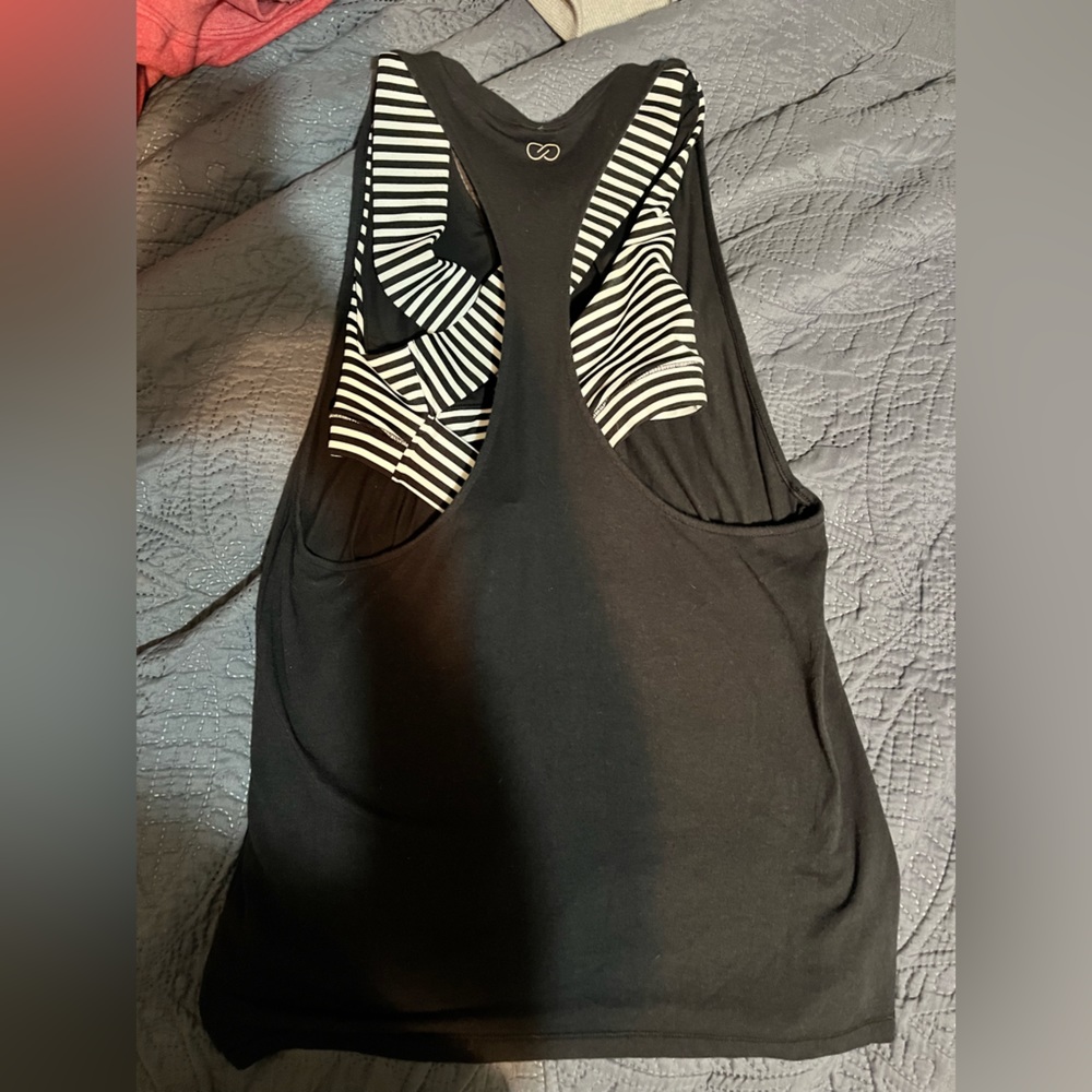 Calia racerback tank with built in striped sports bra